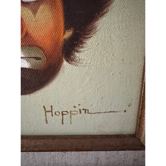 Vintage HOPPIN Original Oil On Canvas Framed Clown Painting (Two Faces) Signed - Picture 5 of 14